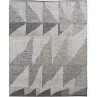 Photo of Gray and Ivory Wool Geometric Hand Knotted Area Rug