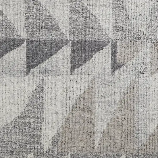 Gray and Ivory Wool Geometric Hand Knotted Area Rug Photo 6