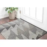 Photo of Gray and Ivory Wool Geometric Hand Knotted Area Rug