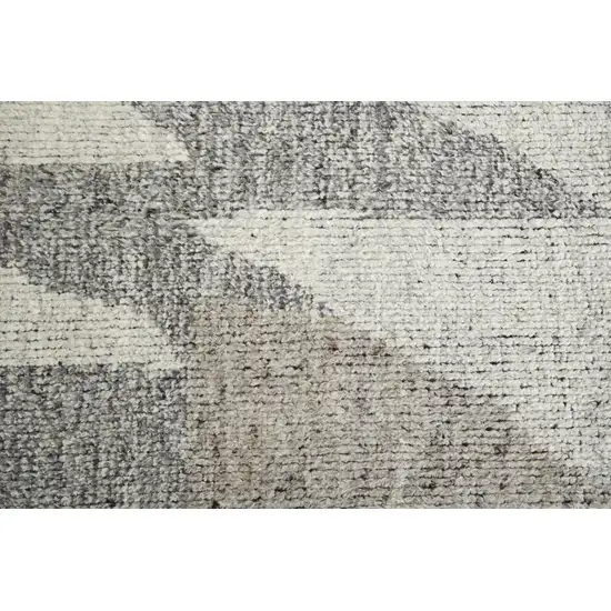 Gray and Ivory Wool Geometric Hand Knotted Area Rug Photo 9