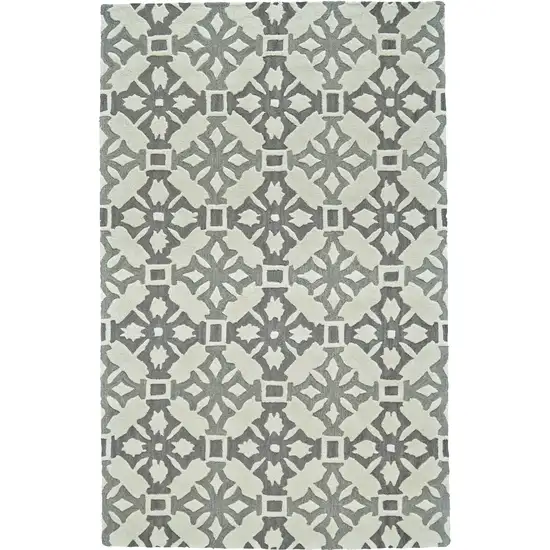 Gray and Ivory Wool Geometric Hand Tufted Area Rug Photo 3