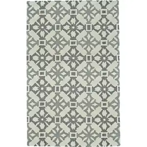 Photo of Gray and Ivory Wool Geometric Hand Tufted Area Rug