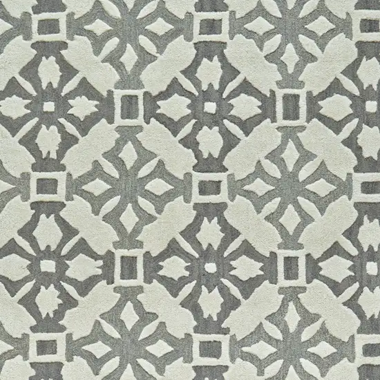 Gray and Ivory Wool Geometric Hand Tufted Area Rug Photo 9