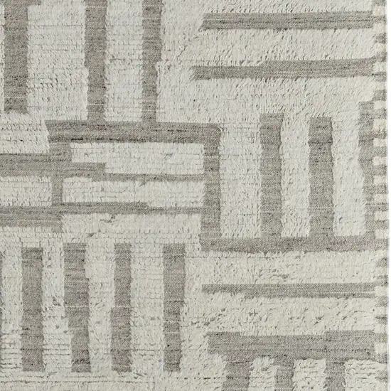 Gray and Ivory Wool Geometric Hand Woven Area Rug Photo 9