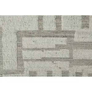 Photo of Gray and Ivory Wool Geometric Hand Woven Area Rug