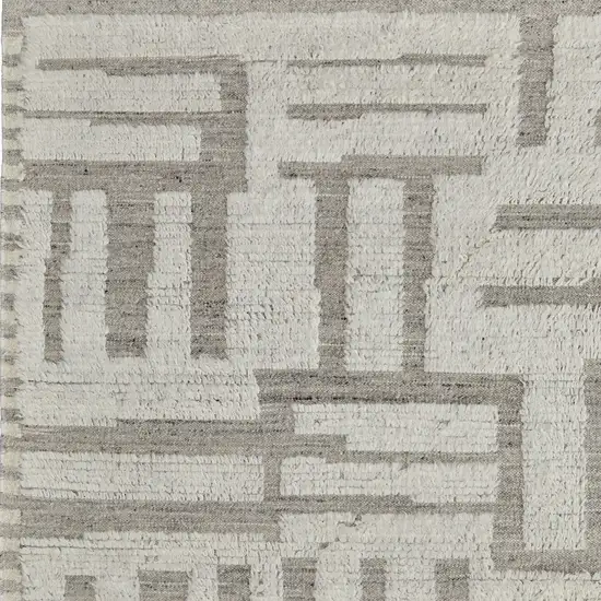 Gray and Ivory Wool Geometric Hand Woven Area Rug Photo 8