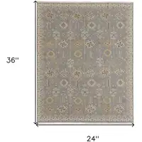 Photo of Gray and Ivory Wool Oriental Hand Knotted Area Rug With Fringe