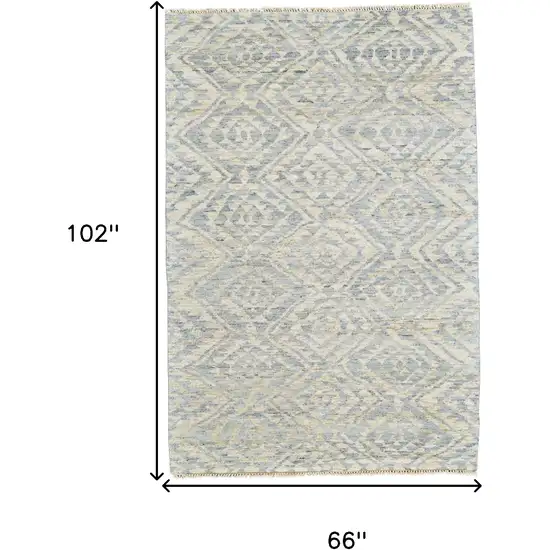 Gray and Ivory Wool Southwestern Hand Knotted Area Rug Photo 6