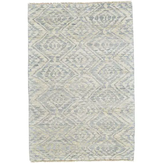 Gray and Ivory Wool Southwestern Hand Knotted Area Rug Photo 1