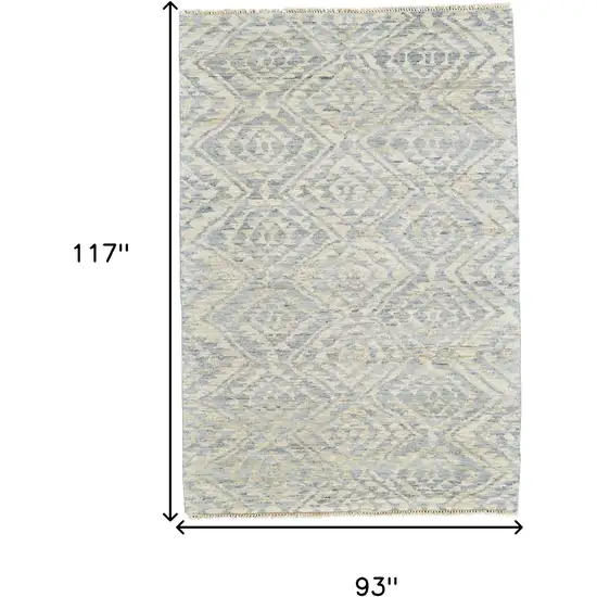 Gray and Ivory Wool Southwestern Hand Knotted Area Rug Photo 3