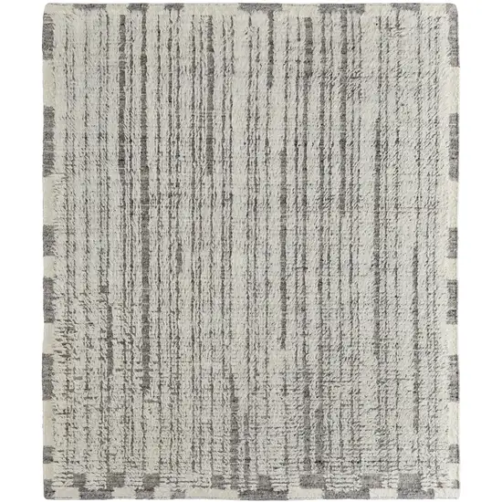 Gray and Ivory Wool Striped Hand Woven Area Rug Photo 2