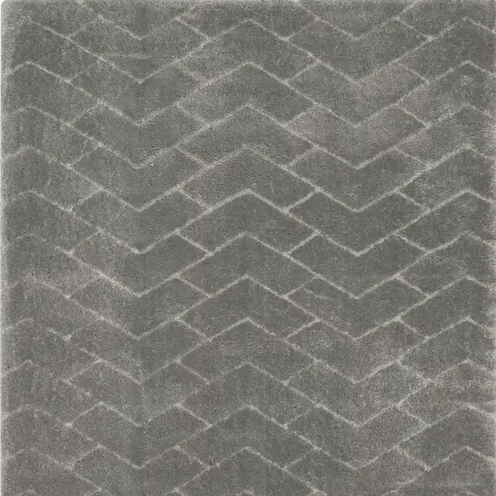 Gray and Light Gray Chevron Shag Area Rug Photo 5