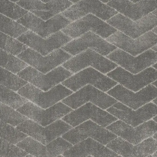 Gray and Light Gray Chevron Shag Area Rug Photo 4