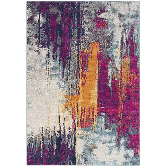 Magenta Abstract Dhurrie Area Rug Photo 1