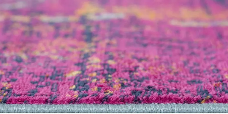 Gray and Magenta Abstract Runner Rug Photo 2