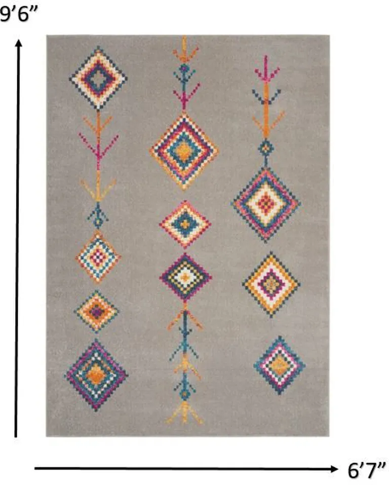 Gray and Multicolor Geometric Area Rug Photo 2