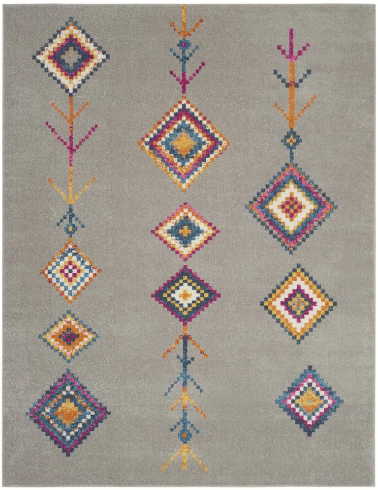 Gray and Multicolor Geometric Area Rug Photo 3