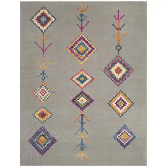 Gray and Multicolor Geometric Area Rug Photo 3