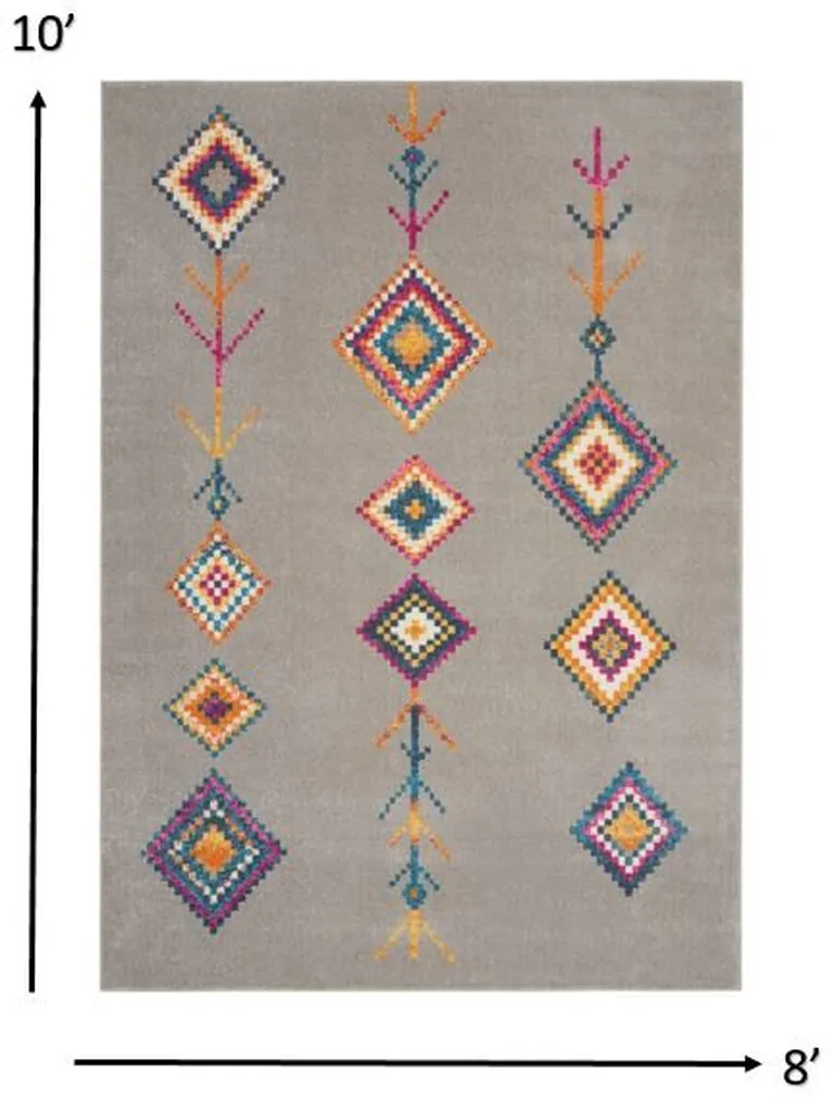 Gray and Multicolor Geometric Area Rug Photo 2