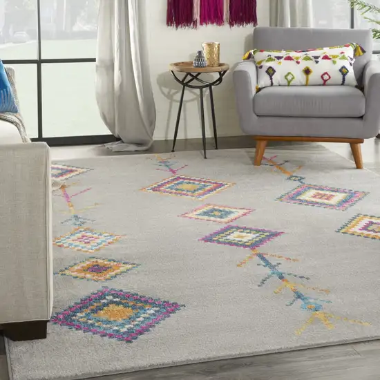 Gray and Multicolor Geometric Area Rug Photo 6