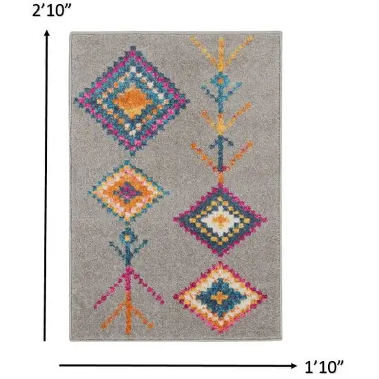 Gray Geometric Berber Area Rug Photo 3