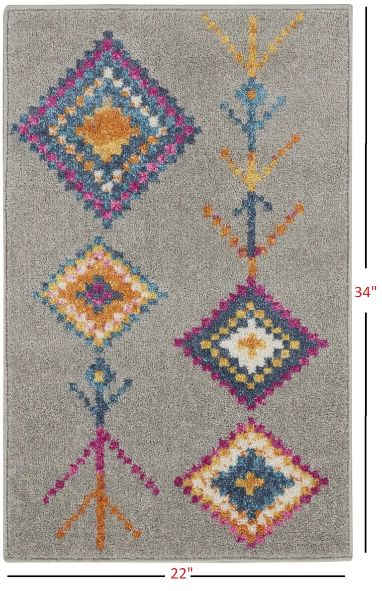 Gray and Multicolor Geometric Scatter Rug Photo 2