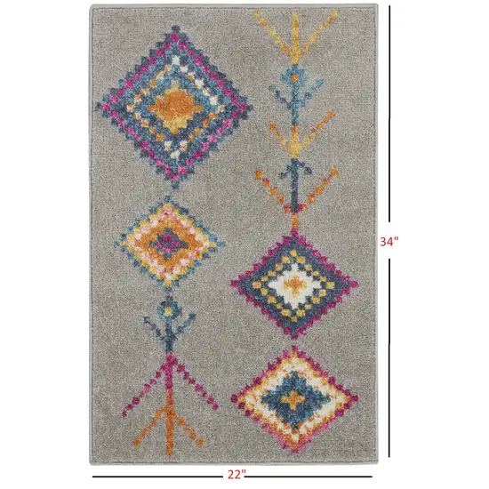 Gray and Multicolor Geometric Scatter Rug Photo 2