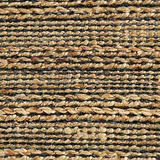 Gray and Natural Braided Striped Area Rug Photo 2