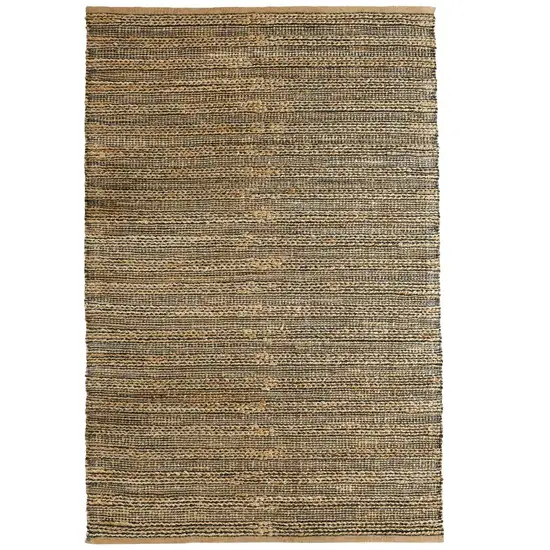 Gray and Natural Braided Striped Area Rug Photo 1