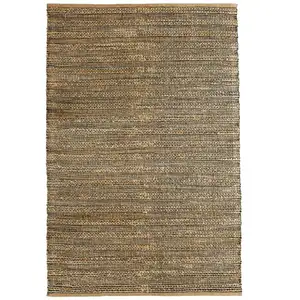 Photo of Gray and Natural Braided Striped Area Rug