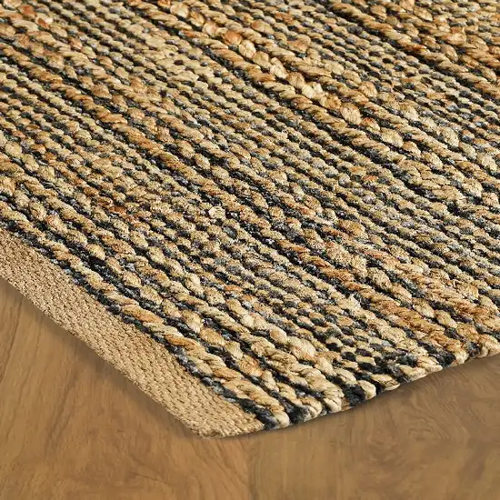 Gray and Natural Braided Striped Area Rug Photo 4