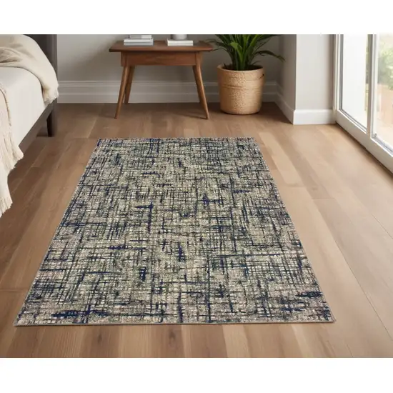 Gray And Navy Abstract Area Rug Photo 1