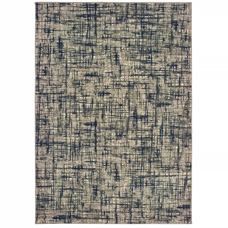 Gray and Navy Abstract Area Rug Photo 1