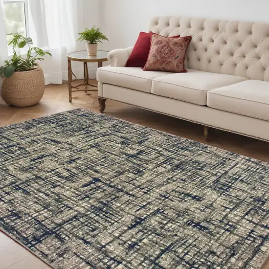 Gray And Navy Abstract Area Rug Photo 1