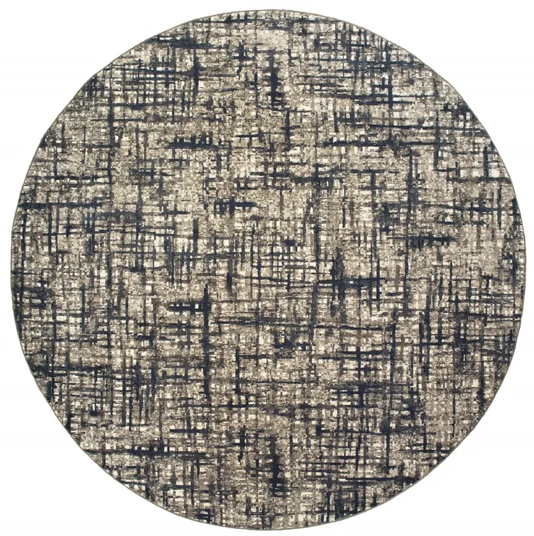 Gray and Navy Abstract Area Rug Photo 2