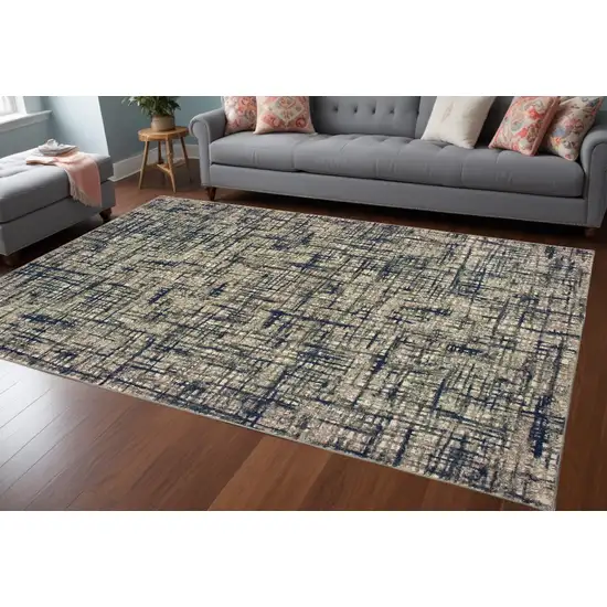 Gray And Navy Abstract Area Rug Photo 1