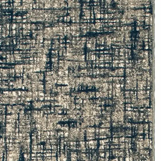 Gray and Navy Abstract Runner Rug Photo 3