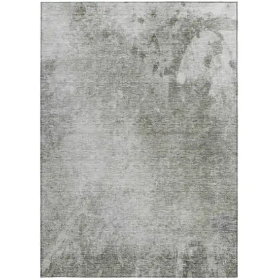 Gray and Off White Abstract Washable Non Skid Indoor Outdoor Area Rug Photo 5