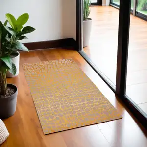 Photo of Gray and Orange Abstract Non Skid Area Rug