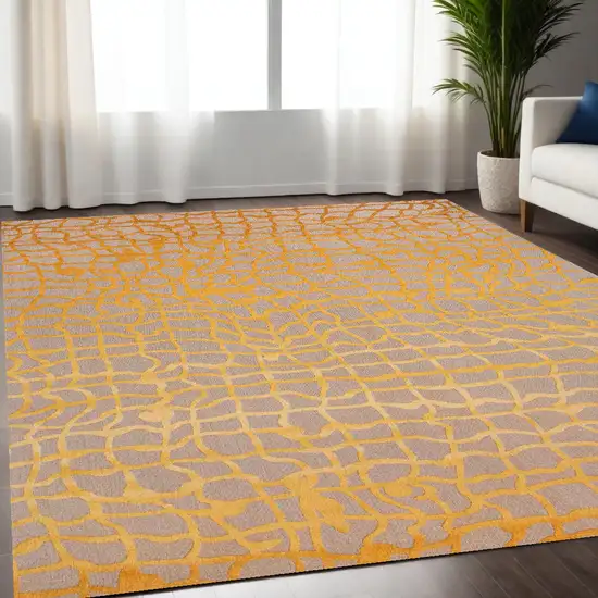 Gray and Orange Abstract Non Skid Area Rug Photo 1