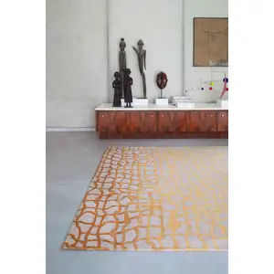 Photo of Gray and Orange Abstract Non Skid Area Rug