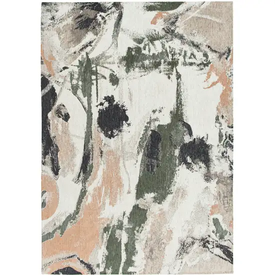 Gray and Orange Abstract Non Skid Area Rug Photo 1