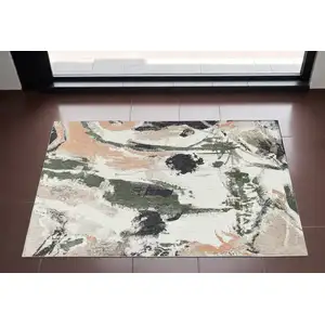 Photo of Gray and Orange Abstract Non Skid Area Rug