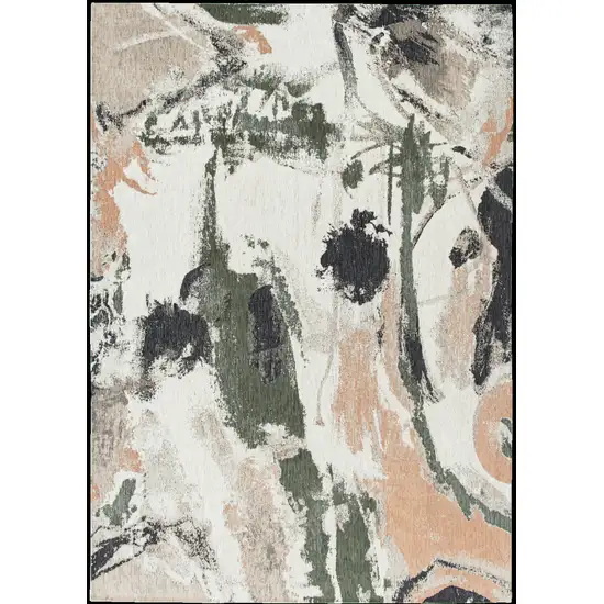 Gray and Orange Abstract Non Skid Area Rug Photo 6