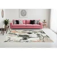 Photo of Gray and Orange Abstract Non Skid Area Rug