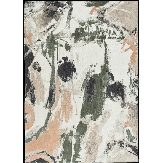 Gray and Orange Abstract Non Skid Area Rug Photo 2