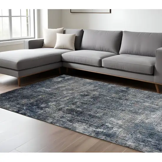 Ivory Navy and Gray Abstract Power Loom Area Rug Photo 1