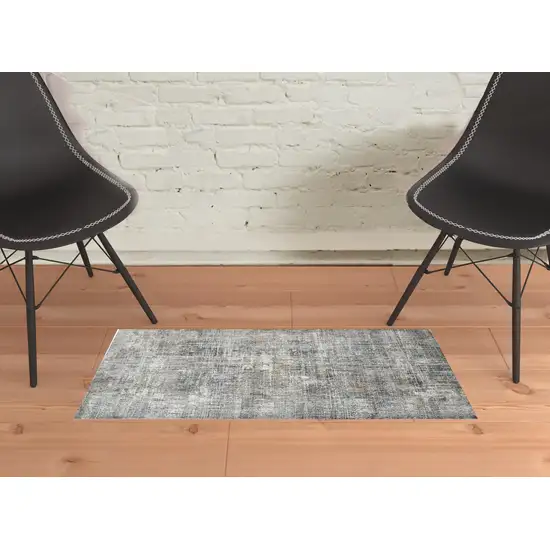 Gray and Orange Abstract Power Loom Area Rug Photo 2