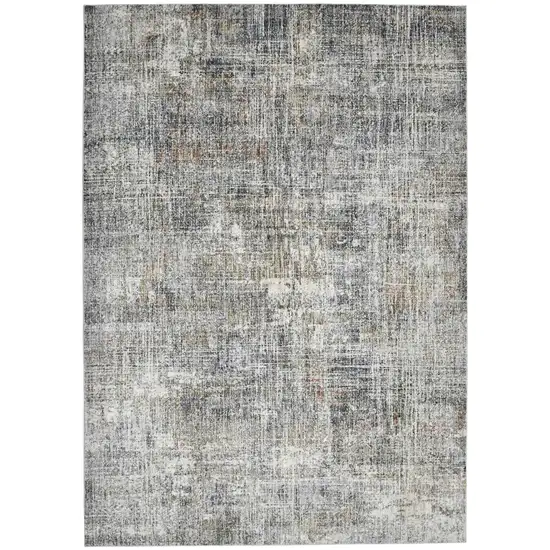 Gray and Orange Abstract Power Loom Area Rug Photo 1