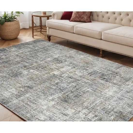 Ivory Navy and Gray Abstract Power Loom Area Rug Photo 1